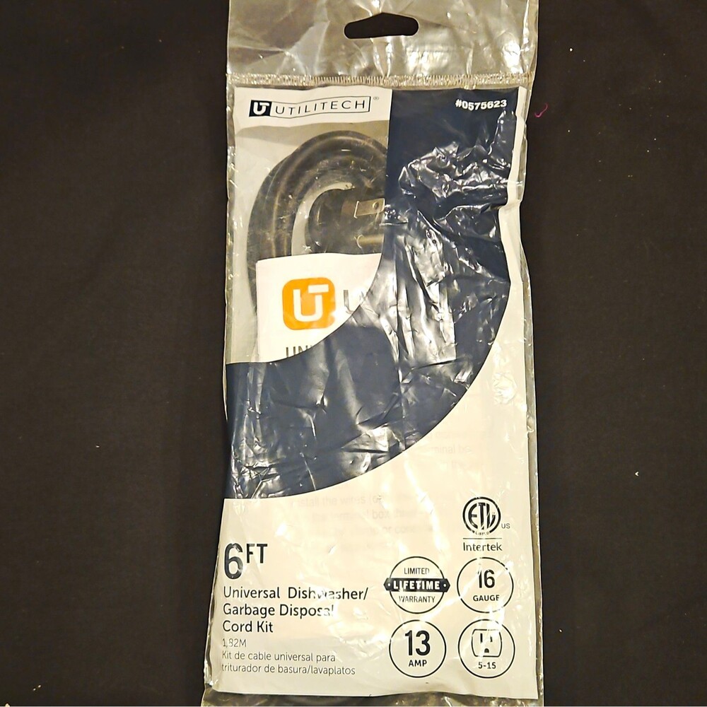 NEW Utilitech 6ft SJT Universal Dishwasher Cord Kit #0575623 3 Prong Grounded